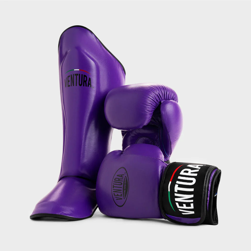 GANTS DE BOXE ET PROTÈGE-TIBIAS EN CUIR VÉRITABLE