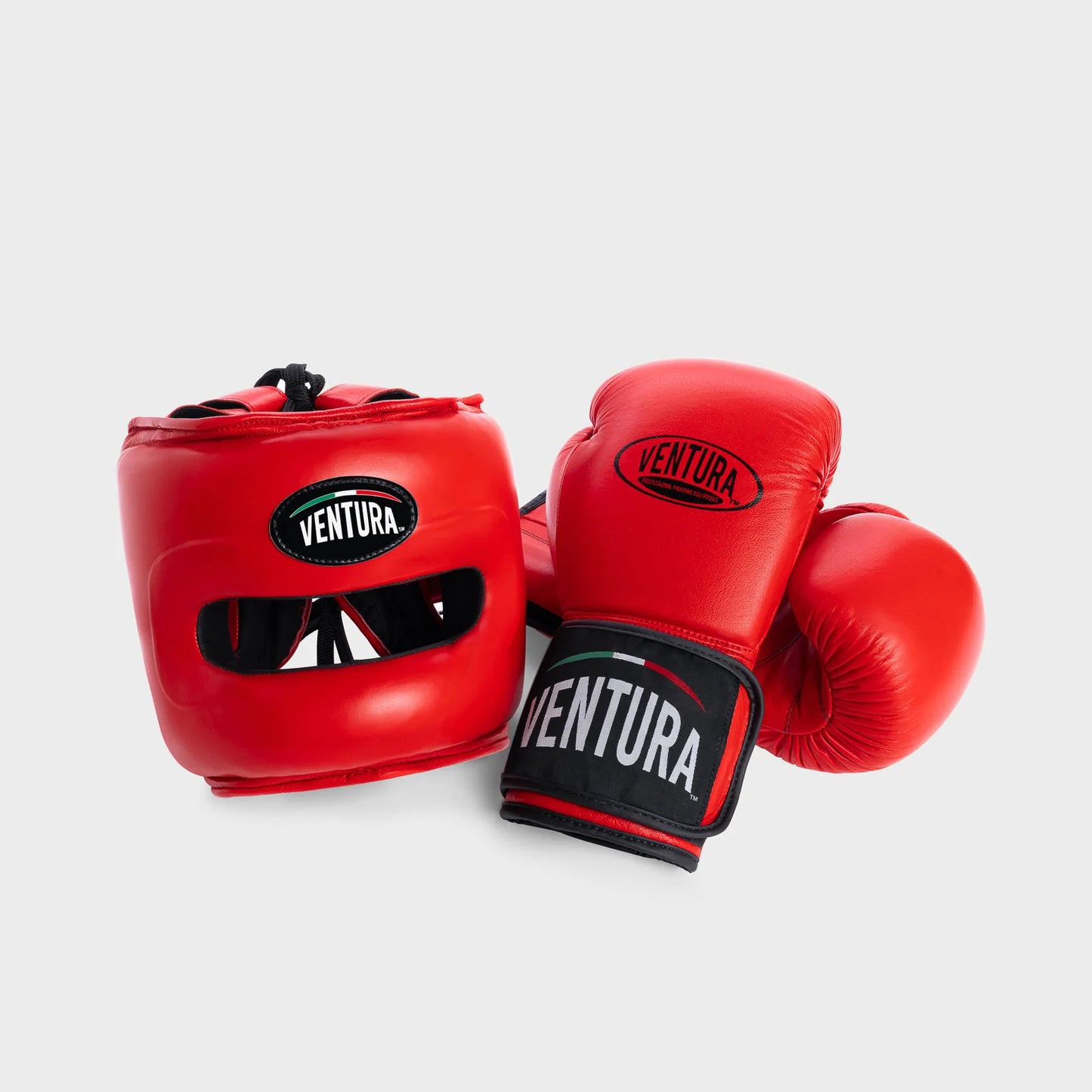 GENUINE LEATHER BOXING GLOVES AND FACE BAR HEADGEAR
