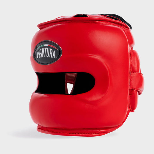 CASQUE DE BOXE AVEC BARRE FACIALE EN CUIR VÉRITABLE