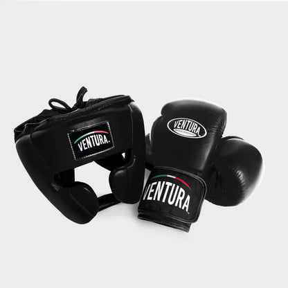 GANTS + CASQUE DE BOXE EN CUIR VÉRITABLE