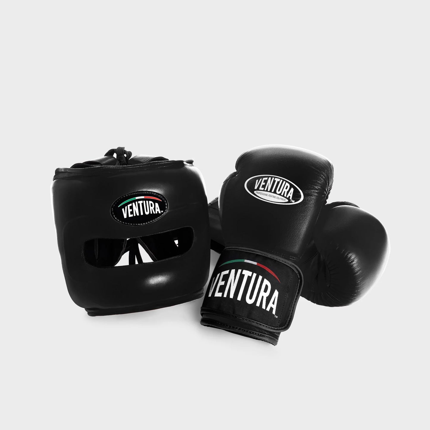 GENUINE LEATHER BOXING GLOVES AND FACE BAR HEADGEAR