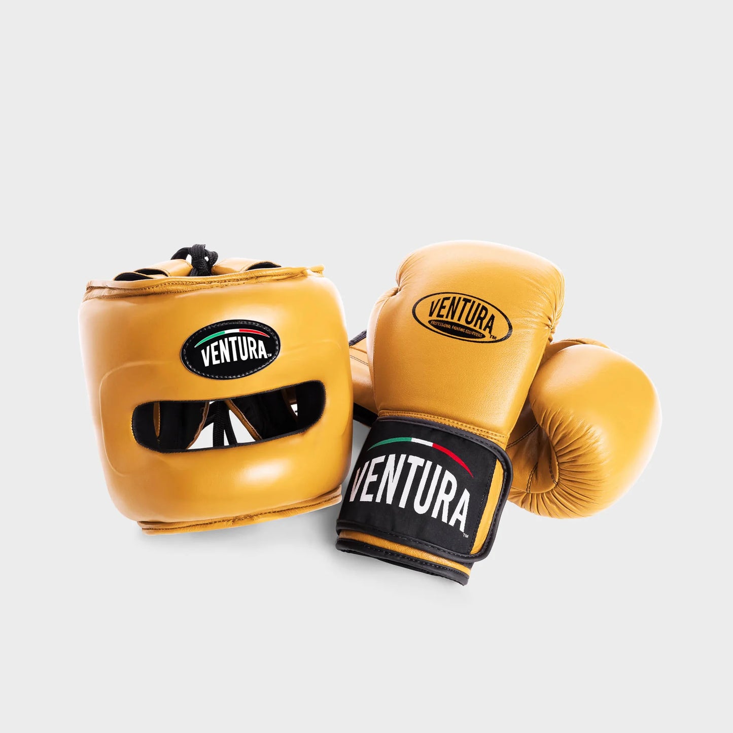 GENUINE LEATHER BOXING GLOVES AND FACE BAR HEADGEAR