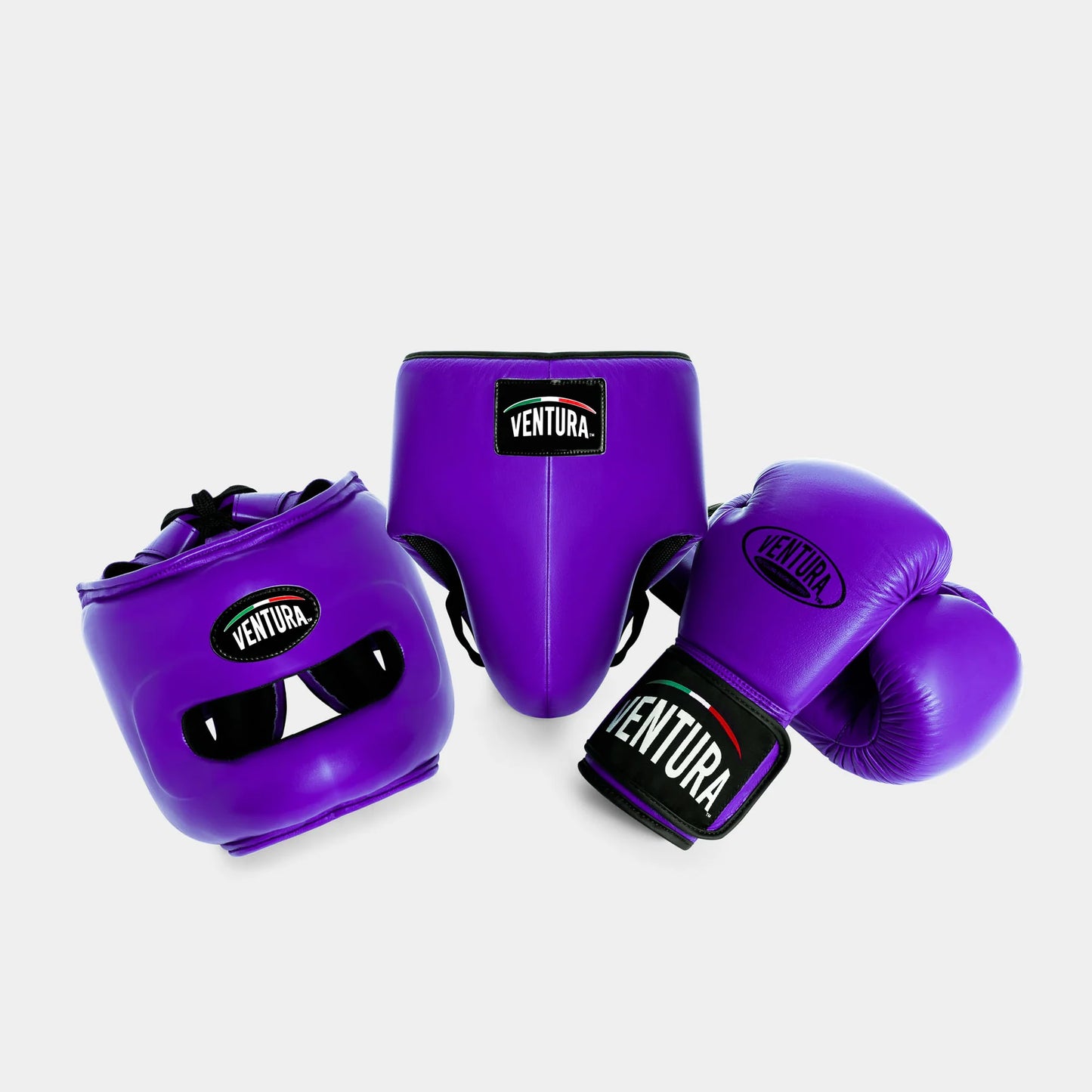 GENUINE LEATHER BOXING GLOVES AND HEADGEAR WITH GROIN GUARD